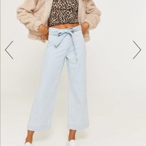 Cropped wide leg jeans